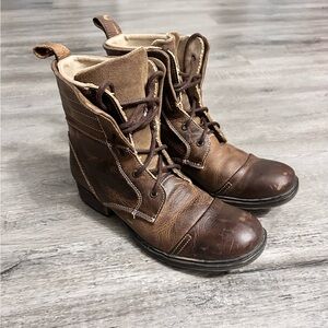 Bed Stu Lace Up Brown Leather Boots